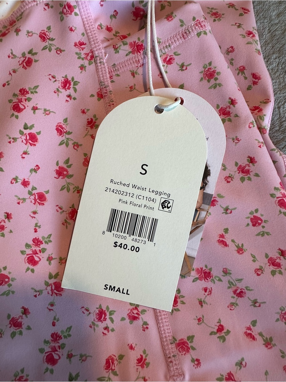 NWT Blogilates Ruched Waist Legging - Pink Floral Print - Picture 13 of 13